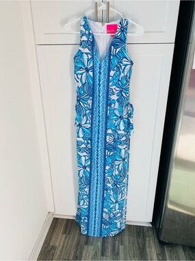 Lilly Pulitzer Donna maxi size 00 romper succulent bl Coronado crab engineered